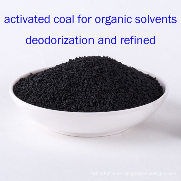 Carbón activado a base de carbón para desodorización de disolventes orgánicos y refinado